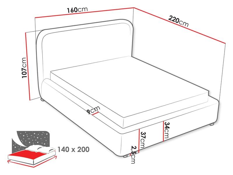 Orvalen Sängpaket Kontinentalsäng 140x200 cm med Lyftförvaring - senapsgul - Möbler - Säng - Kontinentalsäng