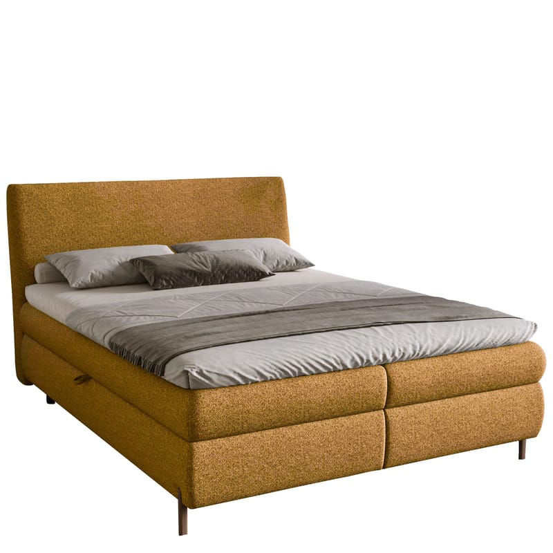 Orvalen Sängpaket Kontinentalsäng 140x200 cm med Lyftförvaring, senapsgul