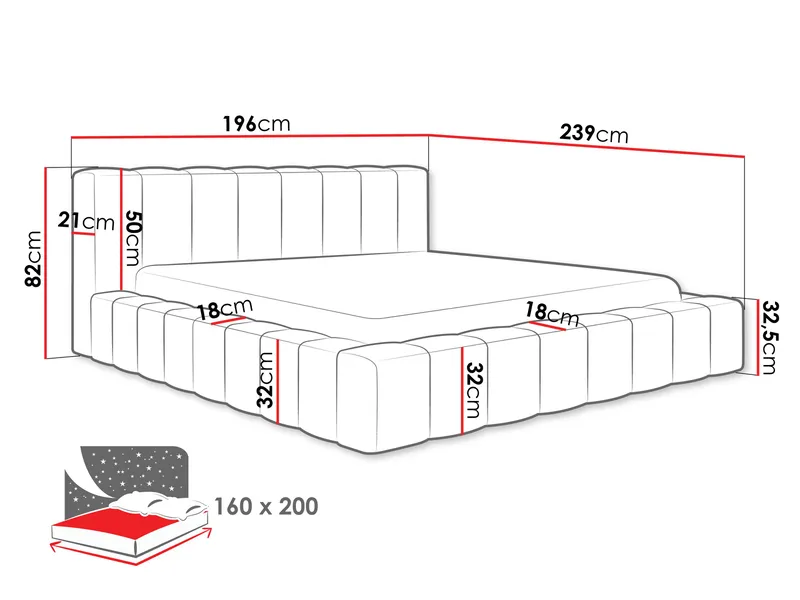 Orvinel Sängram 160x200 cm med Förvaring - Vit - Möbler - Säng - Säng med förvaring