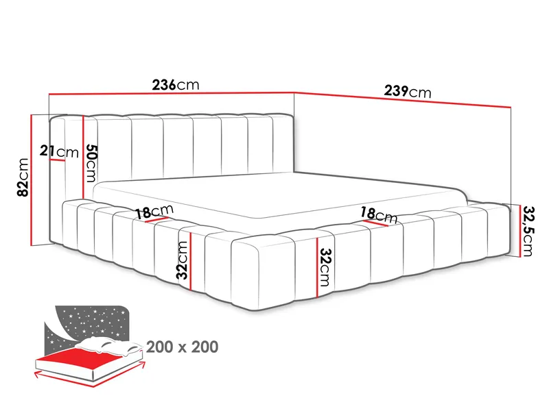 Orvinel Sängram 200x200 cm med Förvaring - Rosa - Möbler - Säng - Säng med förvaring