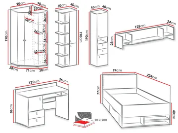 Planeta Möbelset för Sovrum - Möbler - Säng - Möbelset för sovrum