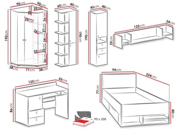 Planeta Möbelset för Sovrum - Möbler - Säng - Möbelset för sovrum