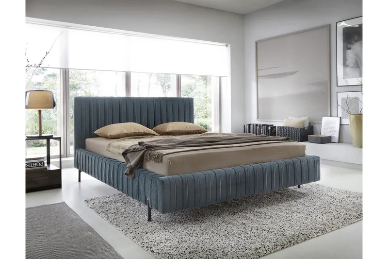 Plissa Sängram 140x200 cm, Blå