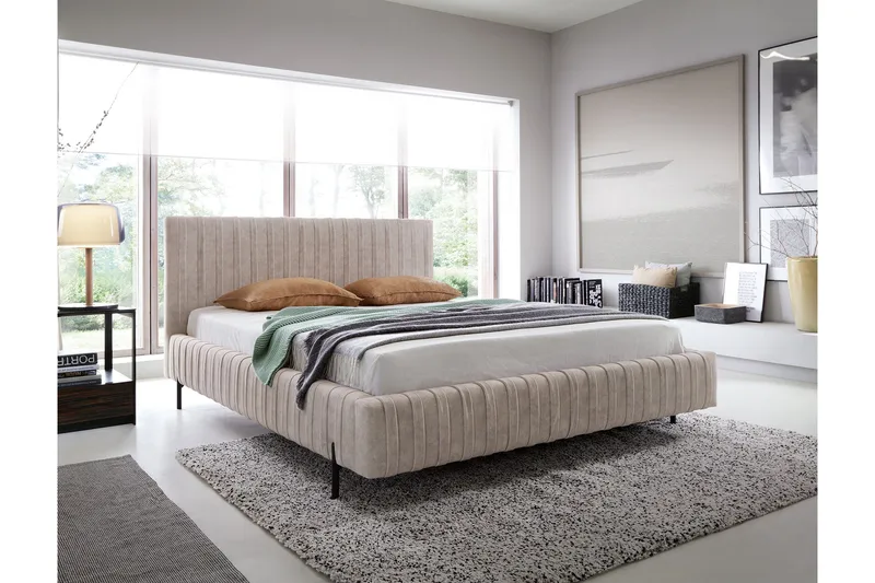 Plissa Sängram 160x200 cm, Beige