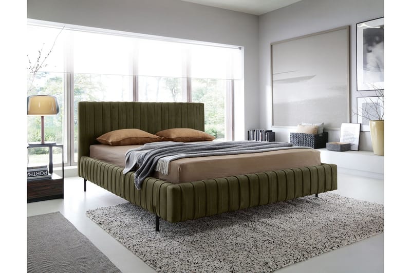 Plissa Sängram 160x200 cm, Grön