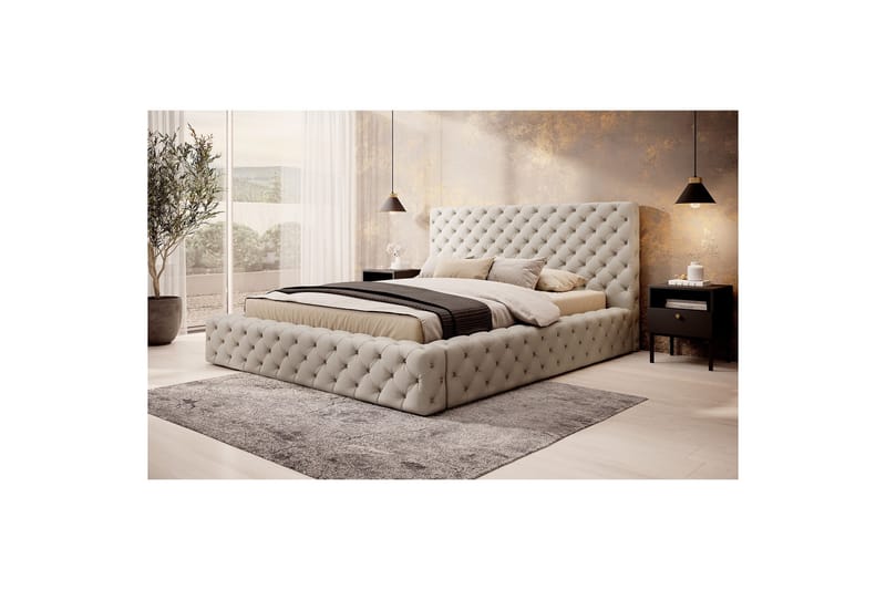 Princce Sängram 160x200 cm - Beige - Möbler - Säng - Säng med förvaring