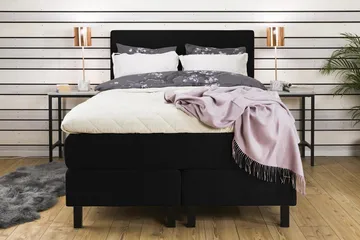 Princess Komplett Sängpaket – Kontinentalsäng 120x200 cm i Tyg med Bäddmadrass med Fasthetsgrad Medium - Svart - Möbler - Säng - Kontinentalsäng