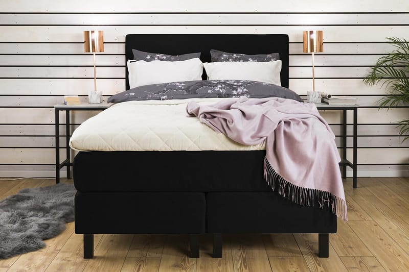 Princess Komplett Sängpaket – Kontinentalsäng 120x200 cm i Tyg med Bäddmadrass med Fasthetsgrad Medium - Svart - Möbler - Säng - Kontinentalsäng