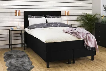 Princess Komplett Sängpaket – Kontinentalsäng 120x200 cm i Tyg med Bäddmadrass med Fasthetsgrad Medium - Svart - Möbler - Säng - Kontinentalsäng