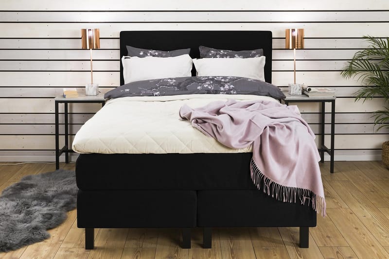 Princess Komplett Sängpaket – Kontinentalsäng 120x200 cm i Tyg med Bäddmadrass med Fasthetsgrad Medium - Svart - Möbler - Säng - Kontinentalsäng