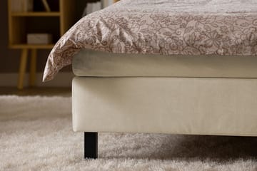 Princess Komplett Sängpaket – Kontinentalsäng 160x200 cm i Tyg med Sänggavel + Bäddmadrass med Fasthetsgrad Medium - Beige - Möbler - Säng - Kontinentalsäng