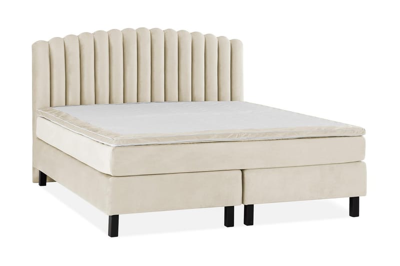 Princess Komplett Sängpaket – Kontinentalsäng 160x200 cm i Tyg med Sänggavel + Bäddmadrass med Fasthetsgrad Medium - Beige - Möbler - Säng - Kontinentalsäng