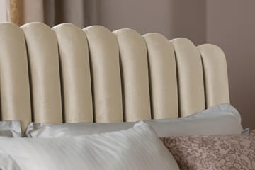 Princess Komplett Sängpaket – Kontinentalsäng 160x200 cm i Tyg med Sänggavel + Bäddmadrass med Fasthetsgrad Medium - Beige - Möbler - Säng - Kontinentalsäng