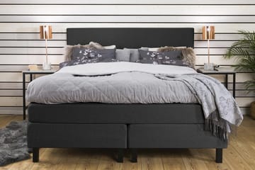 Princess Komplett Sängpaket – Kontinentalsäng 160x200 cm i Tyg med Sänggavel + Bäddmadrass med Fasthetsgrad Medium - Mörkgrå - Möbler - Säng - Kontinentalsäng