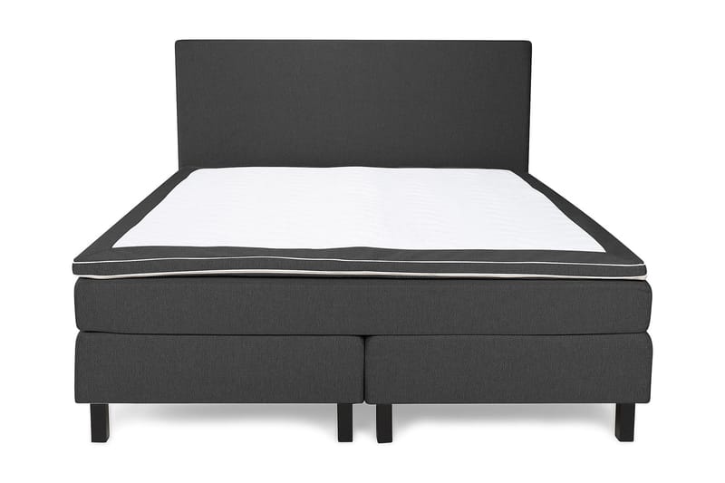 Princess Komplett Sängpaket – Kontinentalsäng 160x200 cm i Tyg med Sänggavel + Bäddmadrass med Fasthetsgrad Medium, Mörkgrå