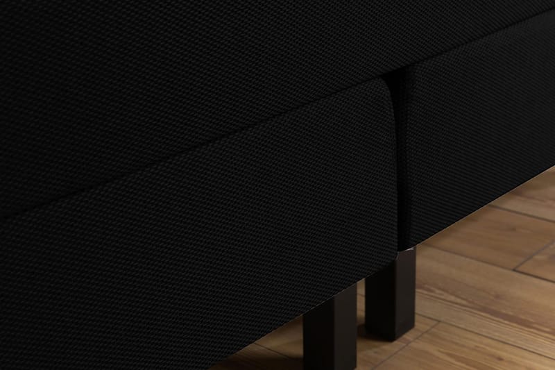 Princess Komplett Sängpaket – Kontinentalsäng 160x200 cm i Tyg med Sänggavel + Bäddmadrass med Fasthetsgrad Medium - Svart - Möbler - Säng - Kontinentalsäng