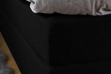 Princess Komplett Sängpaket – Kontinentalsäng 160x200 cm i Tyg med Sänggavel + Bäddmadrass med Fasthetsgrad Medium - Svart - Möbler - Säng - Kontinentalsäng