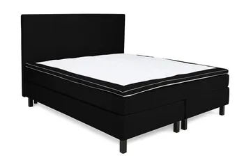 Princess Komplett Sängpaket – Kontinentalsäng 160x200 cm i Tyg med Sänggavel + Bäddmadrass med Fasthetsgrad Medium - Svart - Möbler - Säng - Kontinentalsäng