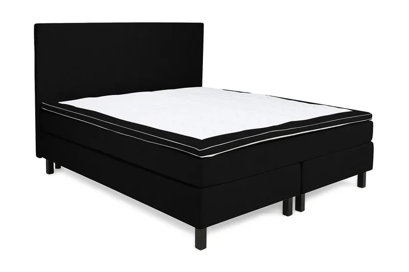 Princess Komplett Sängpaket – Kontinentalsäng 160x200 cm i Tyg med Sänggavel + Bäddmadrass med Fasthetsgrad Medium - Svart - Möbler - Säng - Kontinentalsäng