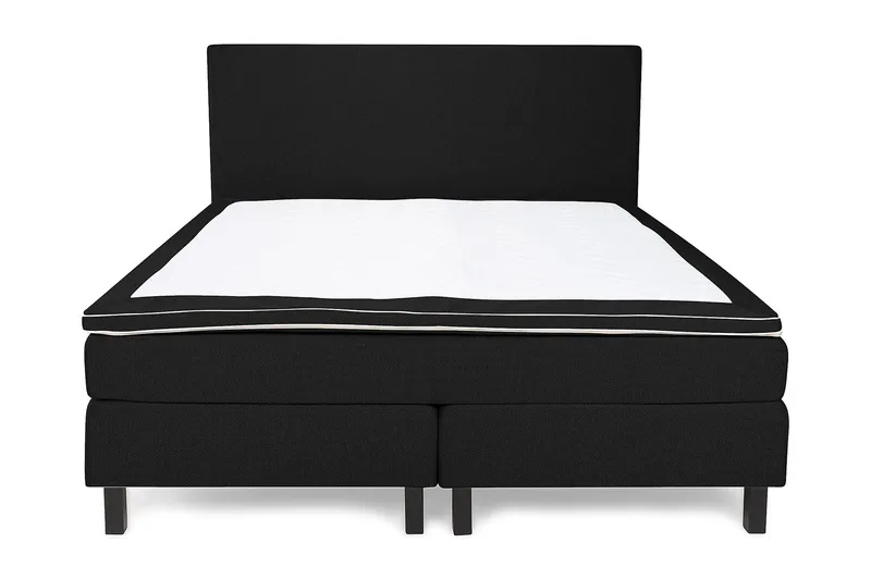 Princess Komplett Sängpaket – Kontinentalsäng 160x200 cm i Tyg med Sänggavel + Bäddmadrass med Fasthetsgrad Medium, Svart