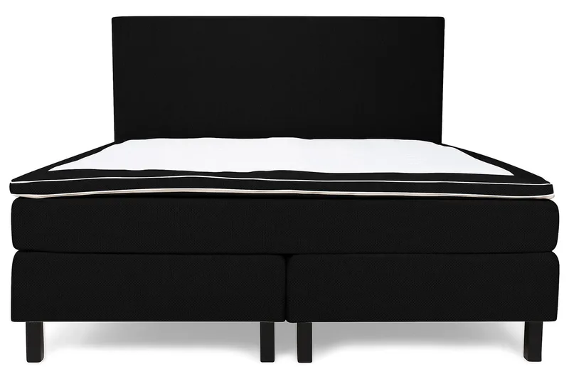 Princess Komplett Sängpaket – Kontinentalsäng 160x200 cm i Tyg med Sänggavel + Bäddmadrass med Fasthetsgrad Medium - Svart - Möbler - Säng - Kontinentalsäng