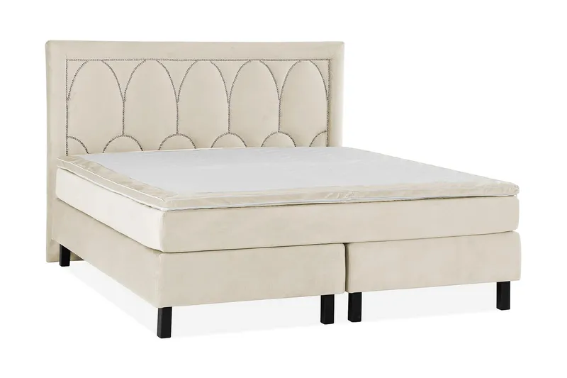 Princess Komplett Sängpaket – Kontinentalsäng 180x200 cm med Sänggavel + Bäddmadrass - Ljusbeige - Möbler - Säng - Kontinentalsäng