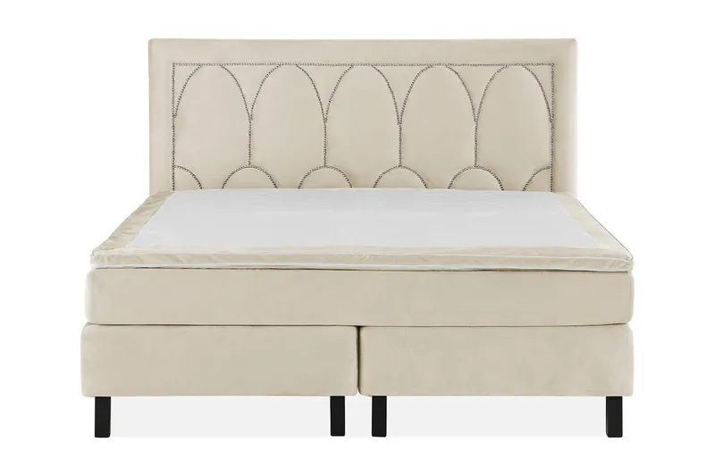 Princess Komplett Sängpaket – Kontinentalsäng 180x200 cm med Sänggavel + Bäddmadrass - Ljusbeige - Möbler - Säng - Kontinentalsäng