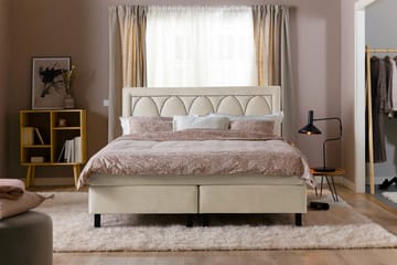 Princess Komplett Sängpaket – Kontinentalsäng 180x200 cm med Sänggavel + Bäddmadrass - Ljusbeige - Möbler - Säng - Kontinentalsäng