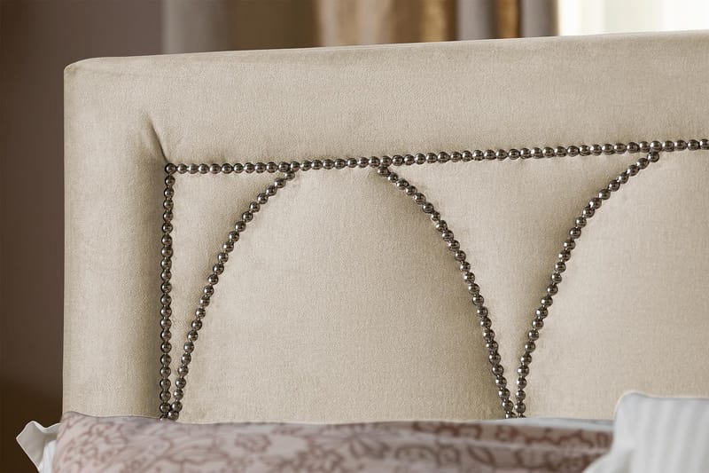 Princess Komplett Sängpaket – Kontinentalsäng 180x200 cm med Sänggavel + Bäddmadrass - Ljusbeige - Möbler - Säng - Kontinentalsäng