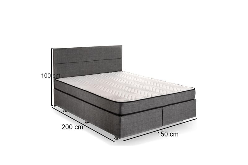 Quarel Sängpaket Ramsäng 150x200 cm - Grå - Möbler - Säng - Ramsäng