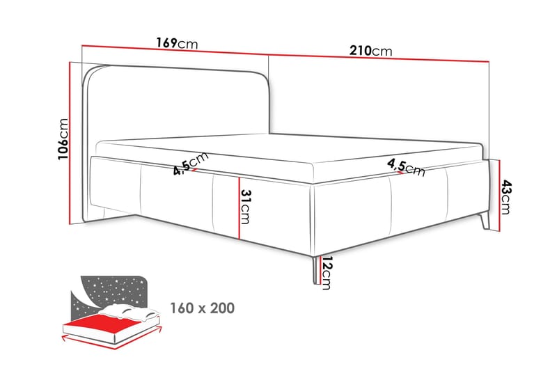 Raher Sängram 160x200 cm - Vit - Möbler - Säng - Sängram & sängstomme