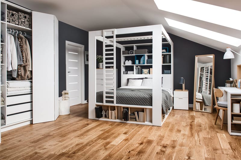 4You Sängram med Förvaring 160x200 cm i Målat Trä med Sänggavel - Vit - Möbler - Säng - Sängram & sängstomme