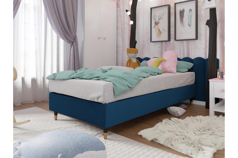 Adeliza Ramsäng 120x200 cm, Sammet/Blå/Trä/Metall