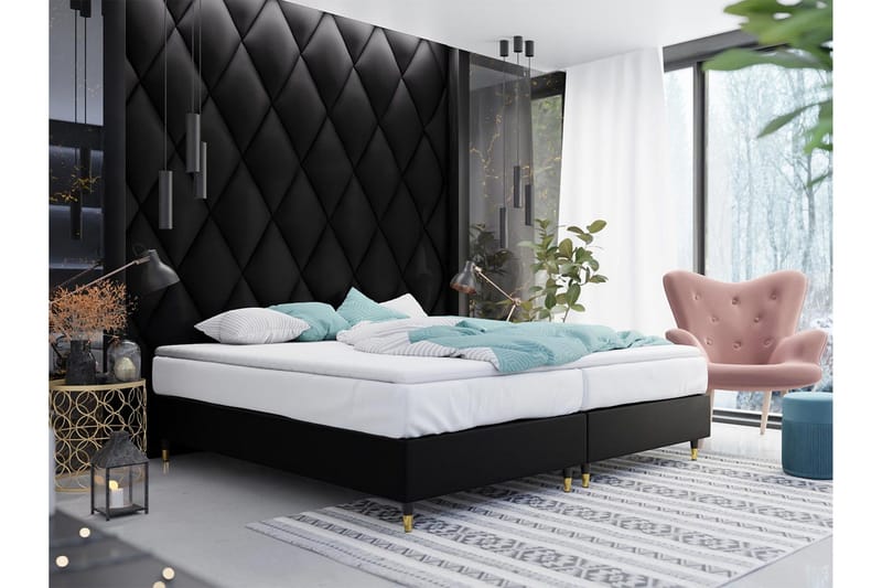 Adeliza Ramsäng 140x200 cm - Konstläder/Svart/Trä/Metall - Möbler - Säng - Ramsäng