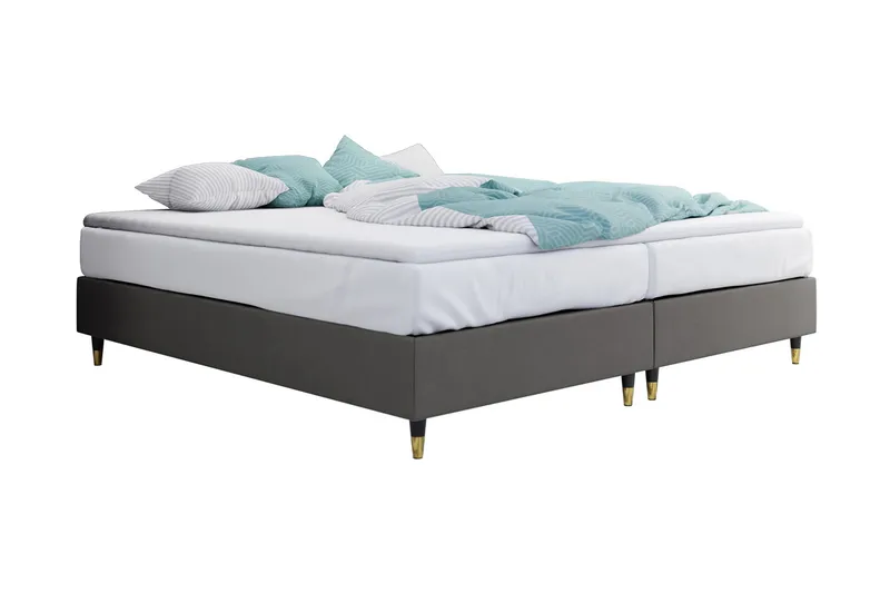 Adeliza Ramsäng 140x200 cm, Sammet/Grå/Trä/Metall