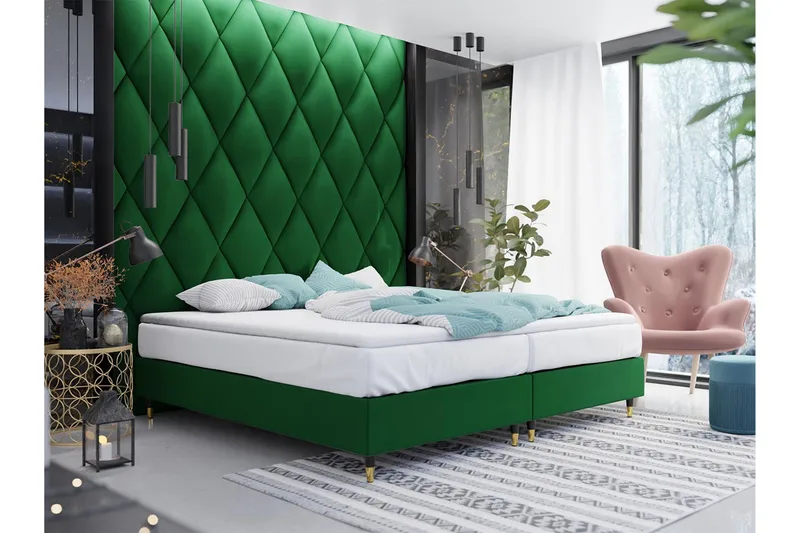 Adeliza Ramsäng 140x200 cm - Sammet/Mörkgrön/Trä/Metall - Möbler - Säng - Ramsäng