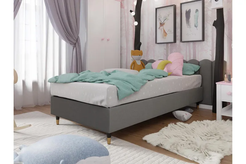 Adeliza Ramsäng 80x200 cm - Sammet/Grå/Trä/Metall - Möbler - Säng - Ramsäng