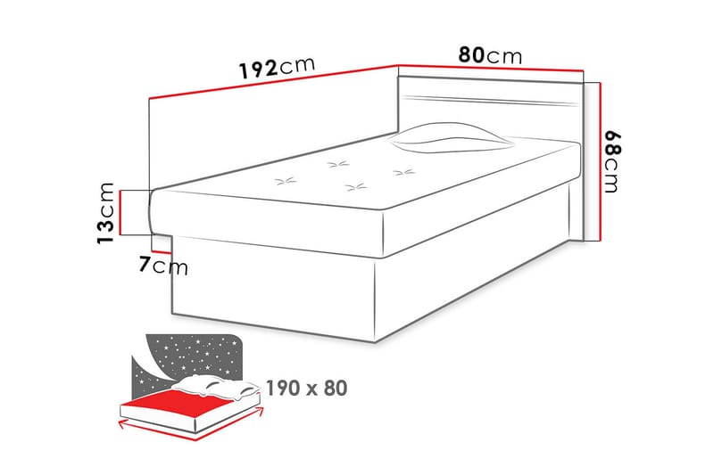 Berta Ramsäng 192x80x68 cm - Vit - Möbler - Säng - Sängram & sängstomme