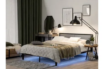 Clamart Komplett Sängpaket – Ramsäng 160x200 cm i Tyg med Sänggavel + Bäddmadrass - Ljusgrå - Möbler - Säng - Ramsäng
