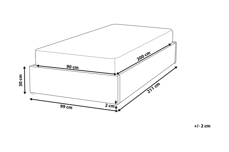 Dinan Dubbelsäng 90  200 cm Beige - Beige - Möbler - Säng - Ramsäng