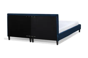 Fitou Dubbelsäng 160x200 cm i Sammet med Sänggavel och Träram - Blå - Möbler - Säng - Sängram & sängstomme