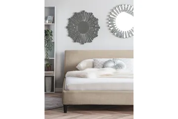 Fitou Sängram 160x200 cm i Tyg med Sänggavel - Beige - Möbler - Säng - Sängram & sängstomme