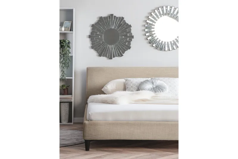 Fitou Sängram 160x200 cm i Tyg med Sänggavel - Beige - Möbler - Säng - Sängram & sängstomme
