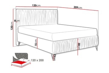 Gortin Komplett Sängpaket – Ramsäng 120x200 cm i Sammet med Sänggavel + Bäddmadrass - Blå - Möbler - Säng - Komplett sängpaket