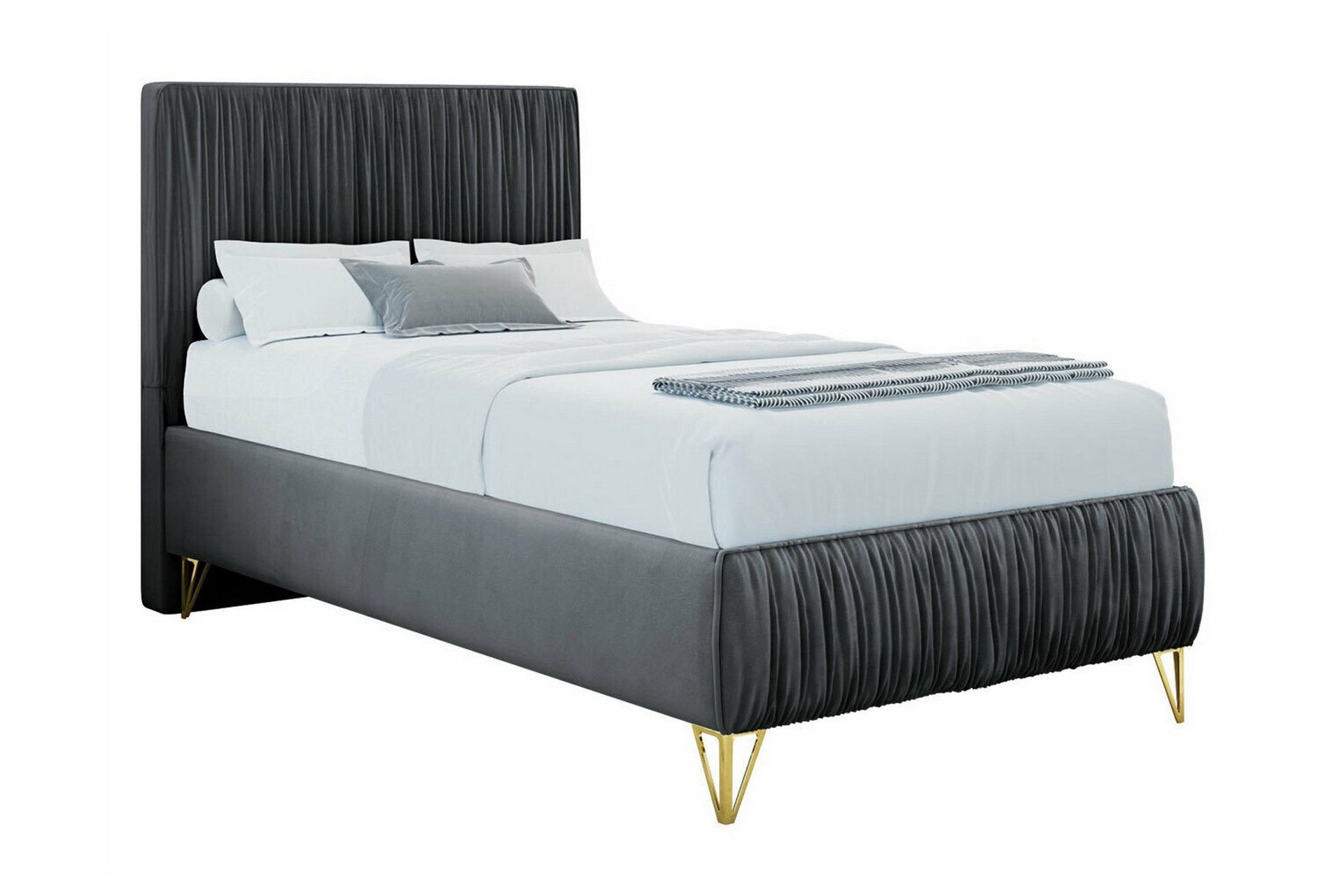 Gortin Ramsäng 80x200 cm i Sammet med Sänggavel Grå - Möbler - Black ...