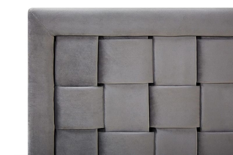 Holabo Komplett Sängpaket 140x200 cm i Sammet med Sänggavel + Bäddmadrass - Grå - Möbler - Säng - Sängram & sängstomme