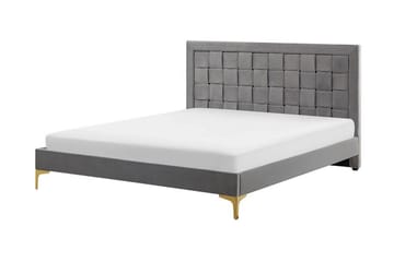 Holabo Komplett Sängpaket 140x200 cm i Sammet med Sänggavel + Bäddmadrass - Grå - Möbler - Säng - Sängram & sängstomme