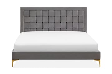 Holabo Komplett Sängpaket 140x200 cm i Sammet med Sänggavel + Bäddmadrass - Grå - Möbler - Säng - Sängram & sängstomme