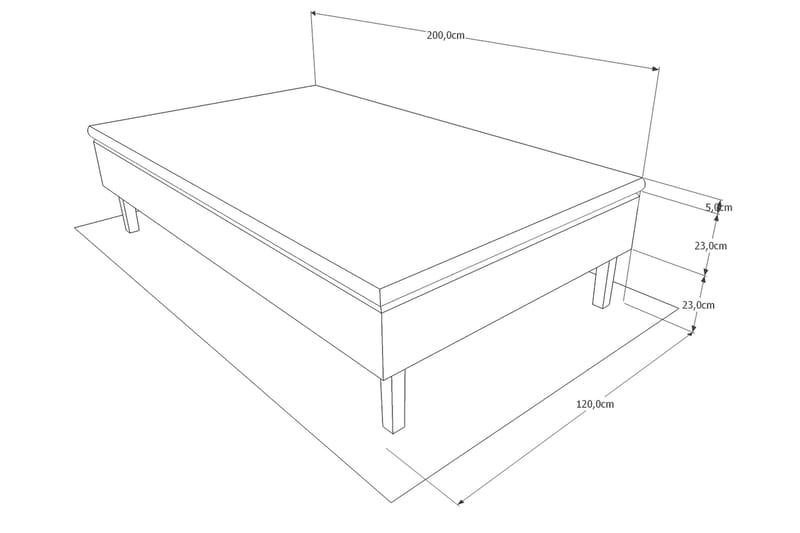 Komplett Sängpaket Ramsäng Ystad 120x200 Medelfast Polyeter - Grå - Möbler - Säng - Ramsäng
