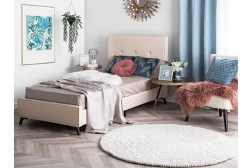 Nattaro Sängram 90x200 cm i Tyg med Sänggavel - Beige - Möbler - Säng - Sängram & sängstomme